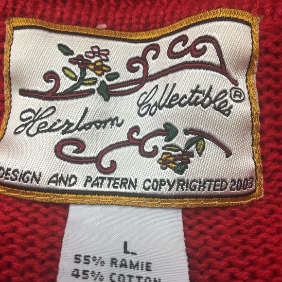 Heirloom Collections Cardigan Christmas Sweater Embroidered Beaded Zip Up Red - Picture 6 of 10